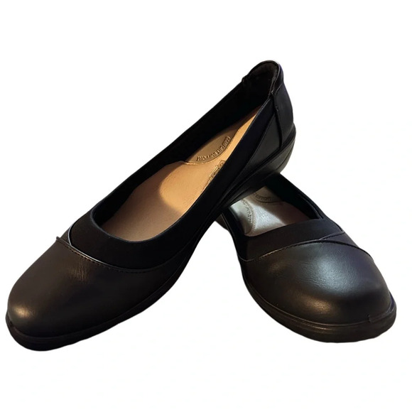 NEW Women's Low Heel Wedge Work Shoes Round Toe Slip-on Arch Support - Picture 9 of 10